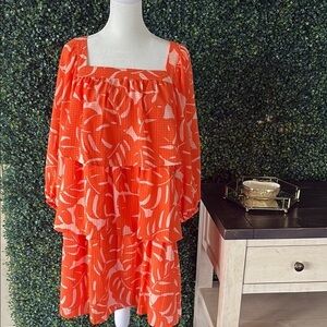 Orange and White Ruffle Dress. who What w